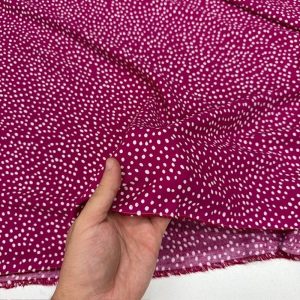 Pembe Beyaz Puantiyeli Pamuklu Viskon Kumaş YVZ