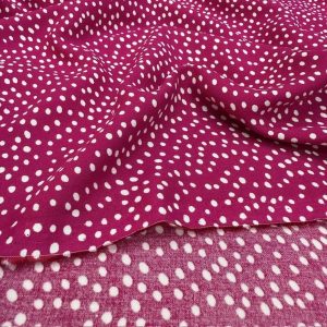 Pembe Beyaz Puantiyeli Pamuklu Viskon Kumaş YVZ