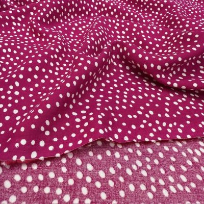 Pembe Beyaz Puantiyeli Pamuklu Viskon Kumaş YVZ