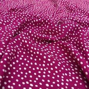 Pembe Beyaz Puantiyeli Pamuklu Viskon Kumaş YVZ