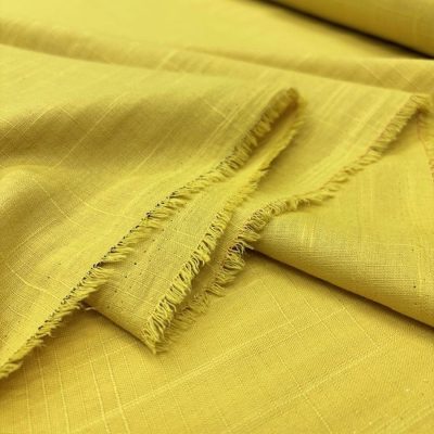 Soft Sarı Pamuklu Keten Kumaş YVZ