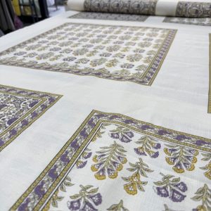 Sümbül Çiçeği Pano Desenli %100 Keten Kumaş BYR