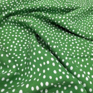 Yeşil Beyaz Puantiyeli Pamuklu Viskon Kumaş YVZ