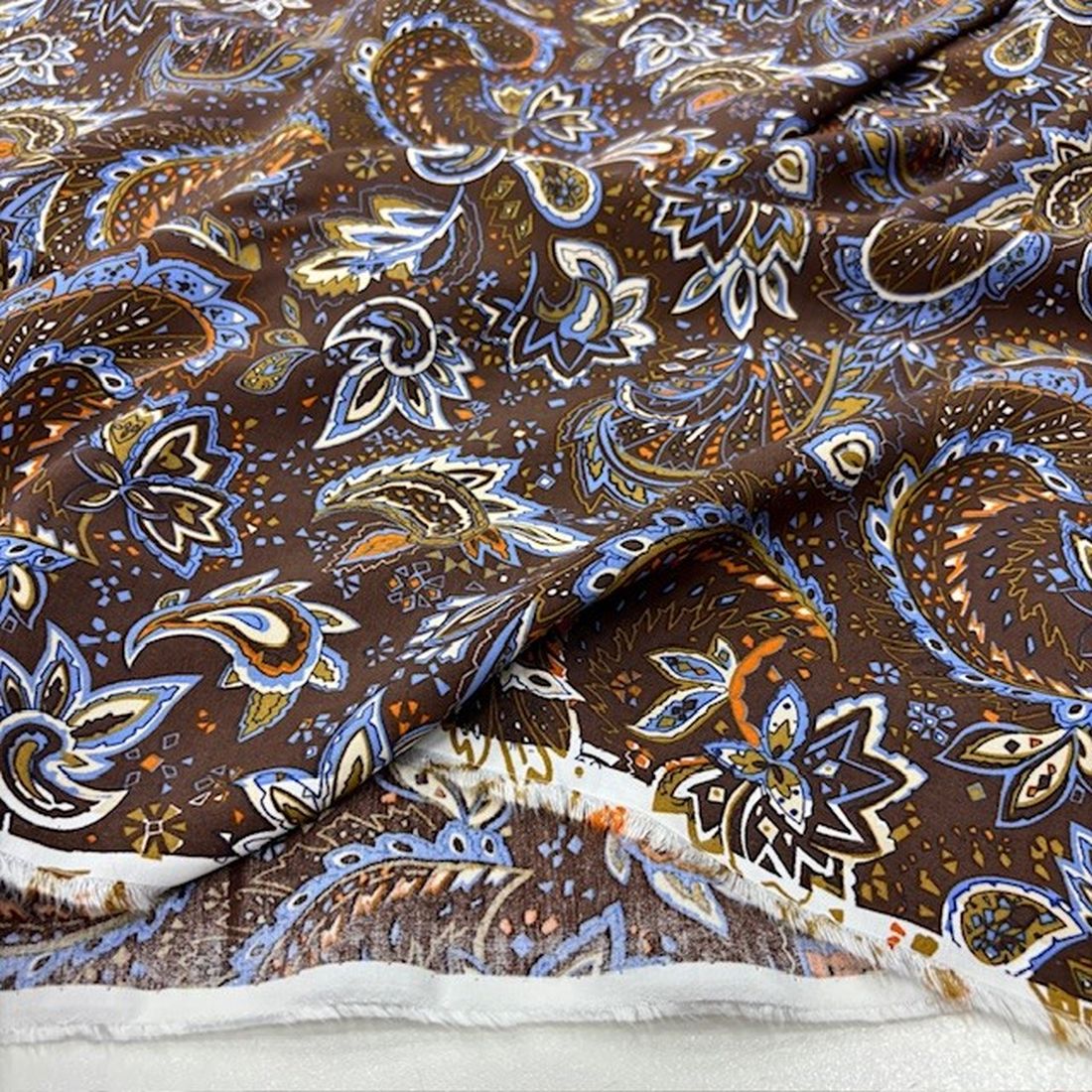 Etro Desenli Pamuk Viskon Kumaş Kahve