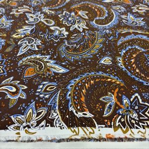 Etro Desenli Pamuk Viskon Kumaş Kahve