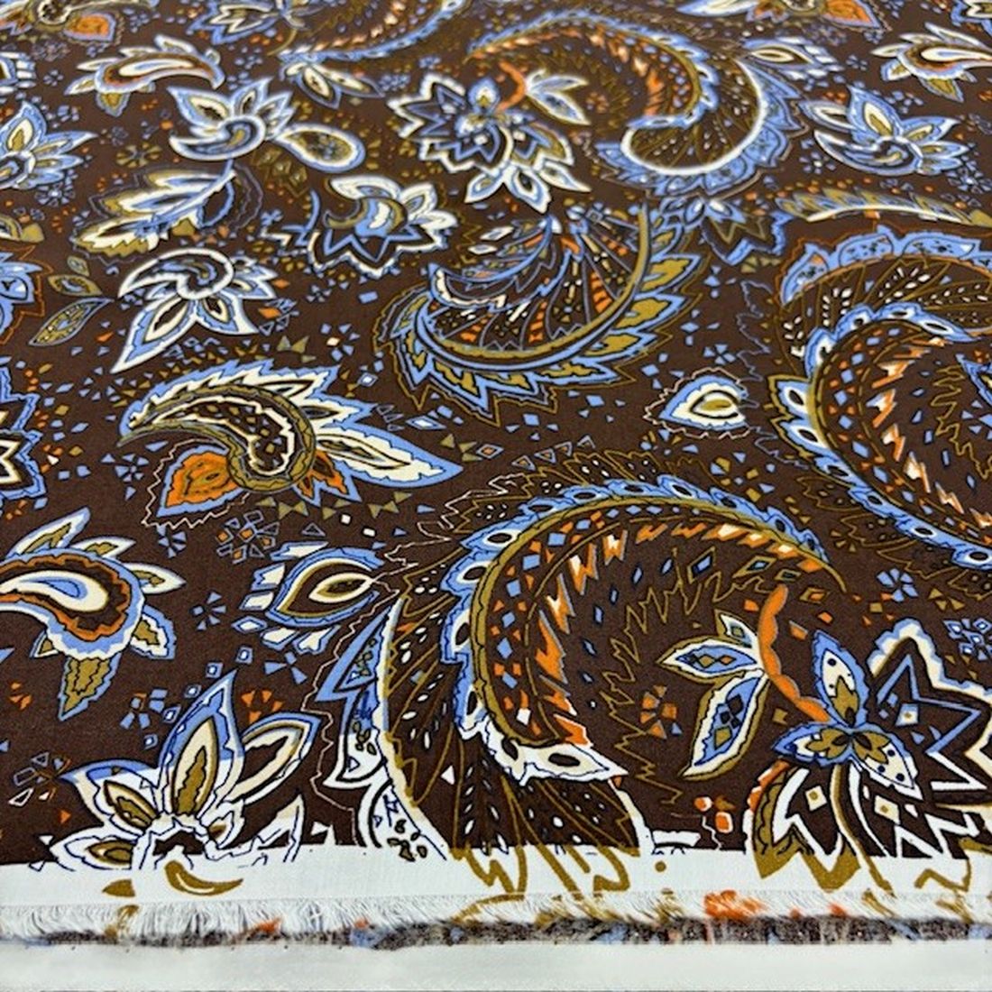Etro Desenli Pamuk Viskon Kumaş Kahve