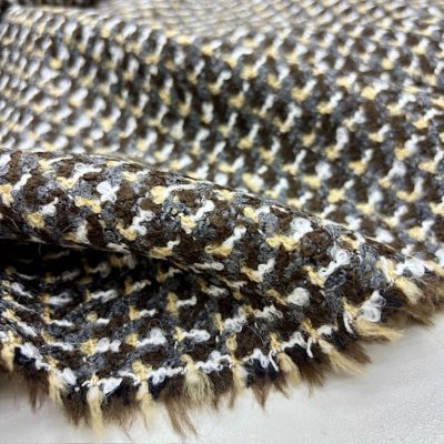 Gri Kahve Parıltılı Tweed Kumaş SRVT