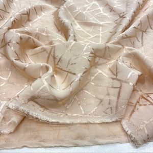 Şampanya Rengi Jakarlı Pamuk Cupro Kumaş