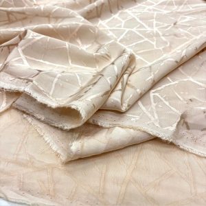 Şampanya Rengi Jakarlı Pamuk Cupro Kumaş