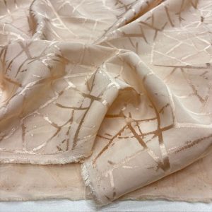 Şampanya Rengi Jakarlı Pamuk Cupro Kumaş