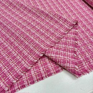 Altın İplikli Koton Şanel Kumaş Pembe ALK