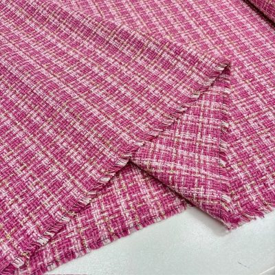 Altın İplikli Koton Şanel Kumaş Pembe ALK