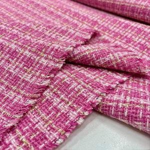 Altın İplikli Koton Şanel Kumaş Pembe ALK