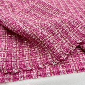 Altın İplikli Koton Şanel Kumaş Pembe ALK