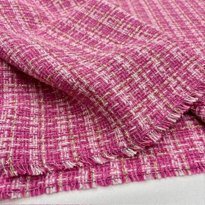 Altın İplikli Koton Şanel Kumaş Pembe ALK