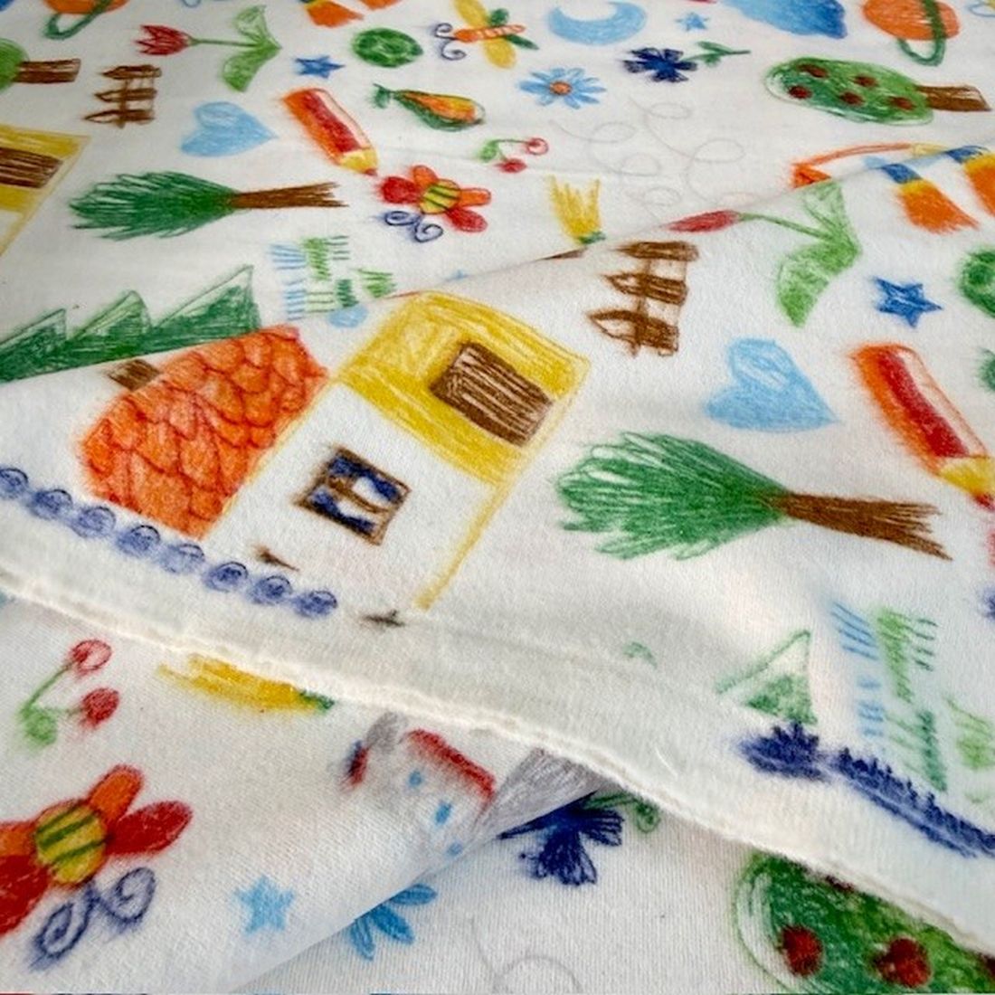 Çiften Pastel Boya Resimli Pazen Kumaş Arv