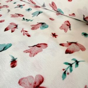 Çiften Pastel Kelebek Desenli Pazen Kumaş Arv