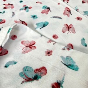 Çiften Pastel Kelebek Desenli Pazen Kumaş Arv