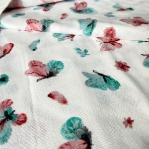 Çiften Pastel Kelebek Desenli Pazen Kumaş Arv