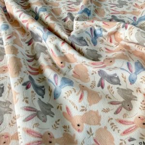 Çiften Tavşan Desenli Pazen Kumaş Arv