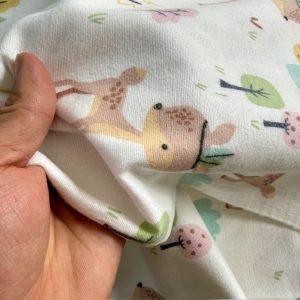 Çiften Yavru Geyik Desenli Pazen Kumaş Arv