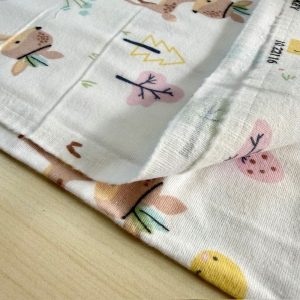 Çiften Yavru Geyik Desenli Pazen Kumaş Arv