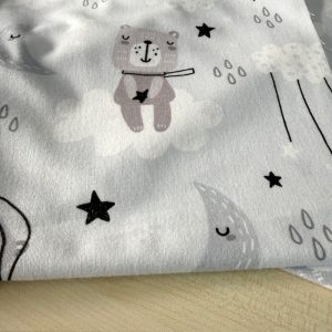 Çiften Yıldızlı Kedi Desenli Pazen Kumaş