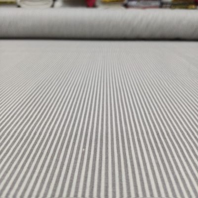 Gri Beyaz Çizgili Poplin Kumaş AYT