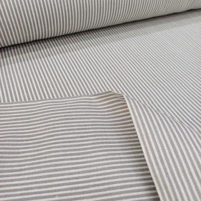Gri Beyaz Çizgili Poplin Kumaş AYT