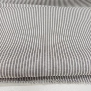 Gri Beyaz Çizgili Poplin Kumaş AYT
