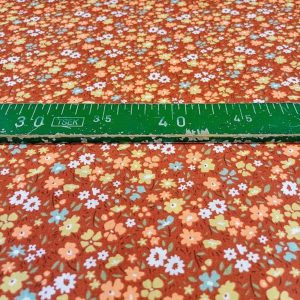 Kiremit Çıtır Çiçekli Poplin Kumaş AYT
