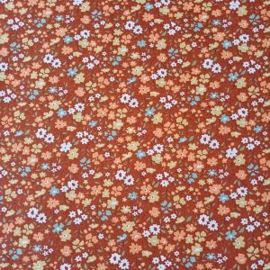 Kiremit Çıtır Çiçekli Poplin Kumaş AYT