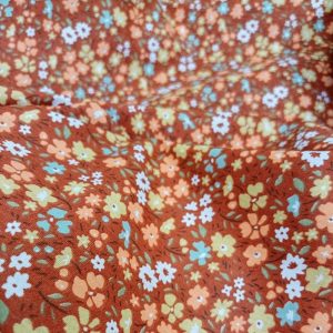 Kiremit Çıtır Çiçekli Poplin Kumaş AYT