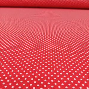 Kırmızı Beyaz Puantiyeli Poplin Kumaş AYT