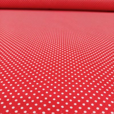 Kırmızı Beyaz Puantiyeli Poplin Kumaş AYT