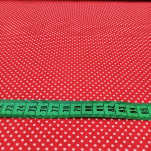 Kırmızı Beyaz Puantiyeli Poplin Kumaş AYT