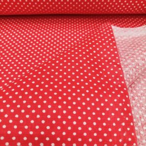 Kırmızı Beyaz Puantiyeli Poplin Kumaş AYT