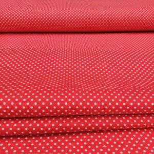 Kırmızı Beyaz Puantiyeli Poplin Kumaş AYT