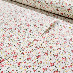 Kırmızı Minik Çiçekli Poplin Kumaş AYT