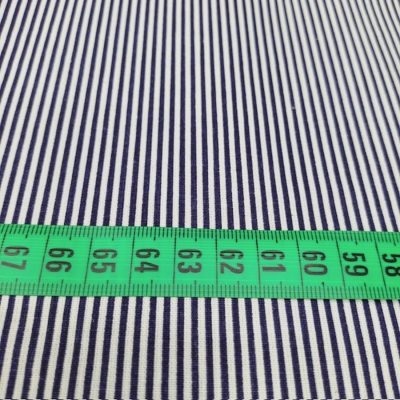 Lacivert Beyaz Çizgili Poplin Kumaş AYT