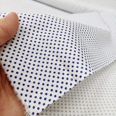 Lacivert Beyaz Minik Puantiyeli Poplin Kumaş AYT