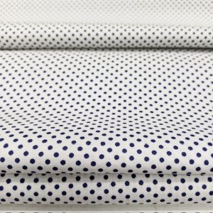 Lacivert Beyaz Minik Puantiyeli Poplin Kumaş AYT