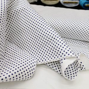 Lacivert Beyaz Minik Puantiyeli Poplin Kumaş AYT