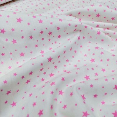 Minik Pembe Yıldızlı Poplin Kumaş AYT