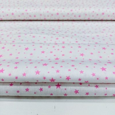 Minik Pembe Yıldızlı Poplin Kumaş AYT