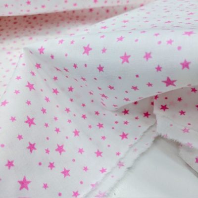 Minik Pembe Yıldızlı Poplin Kumaş AYT