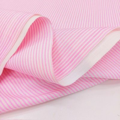 Pembe Beyaz Çizgili Poplin Kumaş AYT