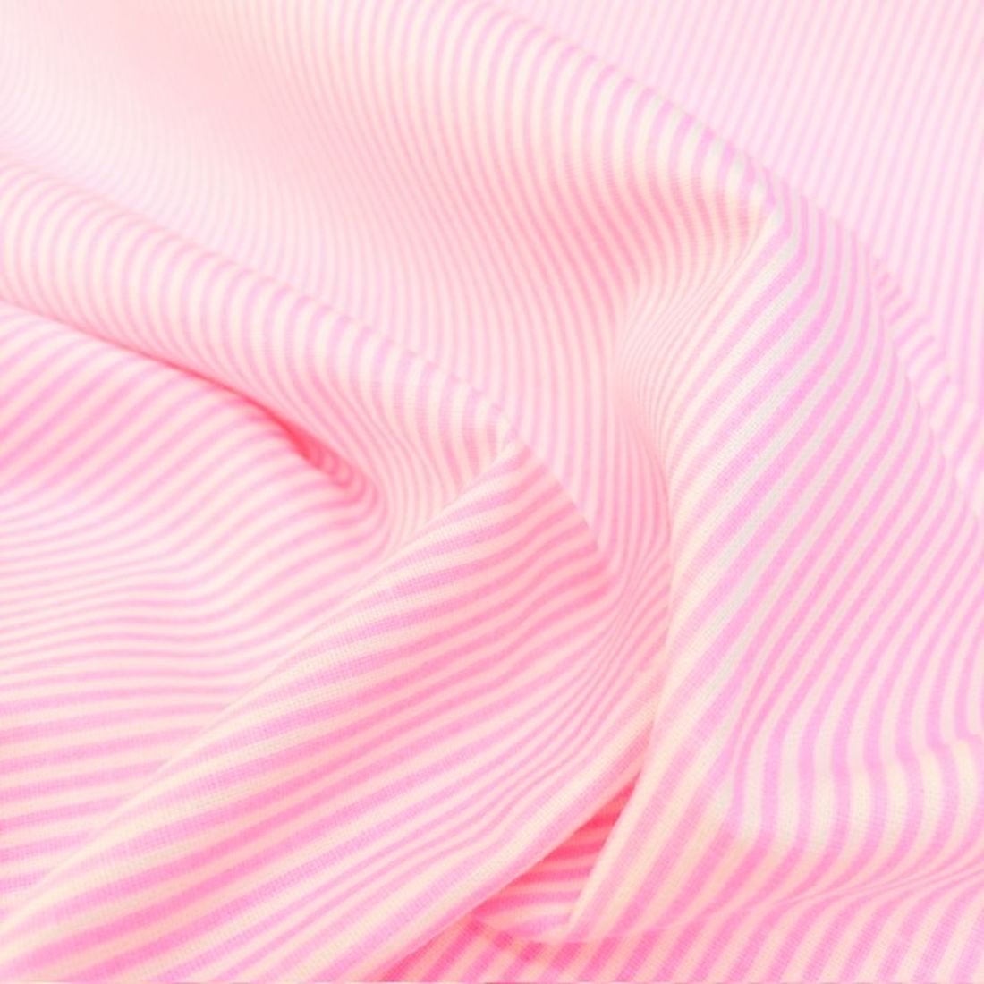 Pembe Beyaz Çizgili Poplin Kumaş AYT