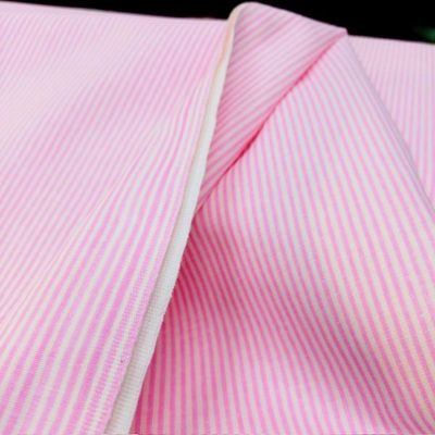 Pembe Beyaz Çizgili Poplin Kumaş AYT