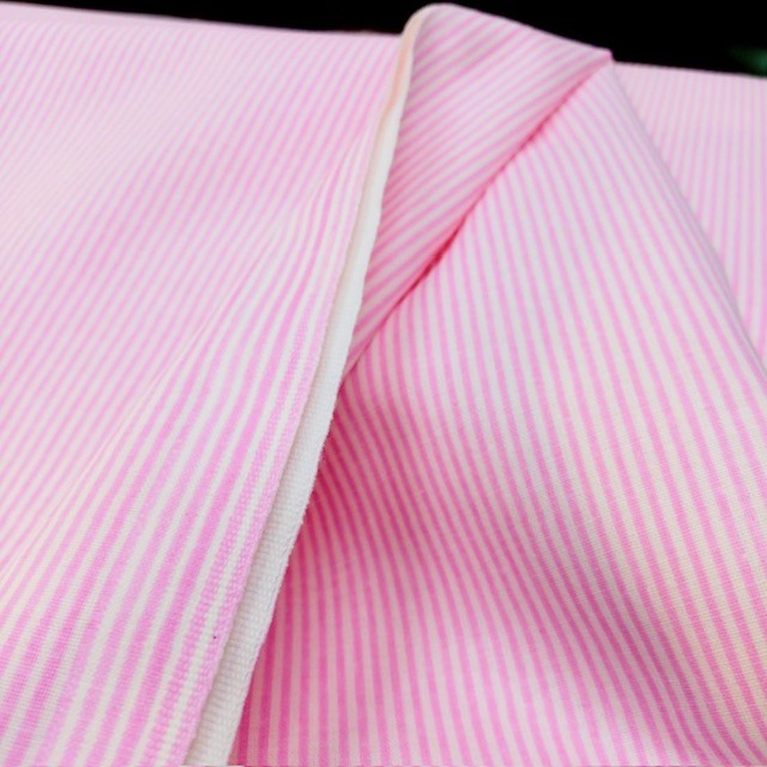Pembe Beyaz Çizgili Poplin Kumaş AYT